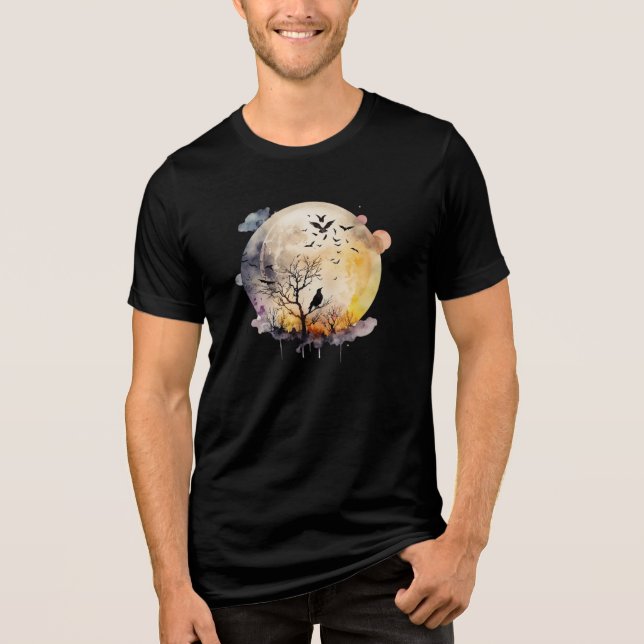 Camiseta Triblenda Los murciélagos de luna llena de Halloween tienen  (Anverso)