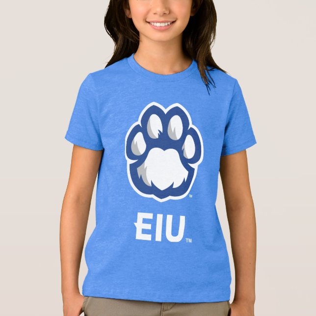 Camiseta Triblenda Los Panthers de Illinois Oriental Paw Print y EIU (Anverso)