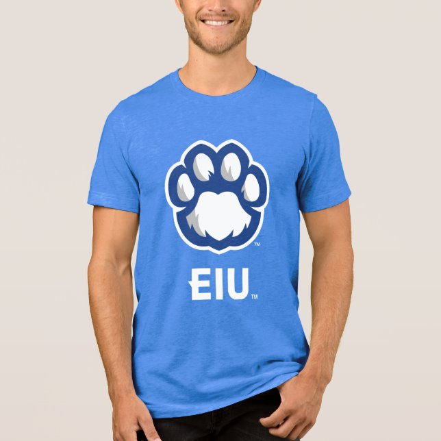 Camiseta Triblenda Los Panthers de Illinois Oriental Paw Print y EIU (Anverso)