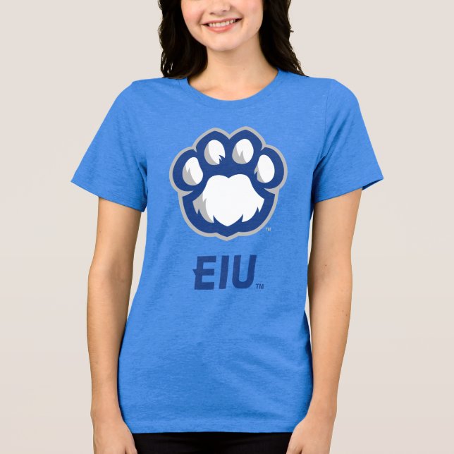 Camiseta Triblenda Los Panthers de Illinois Oriental Paw Print y EIU (Anverso)