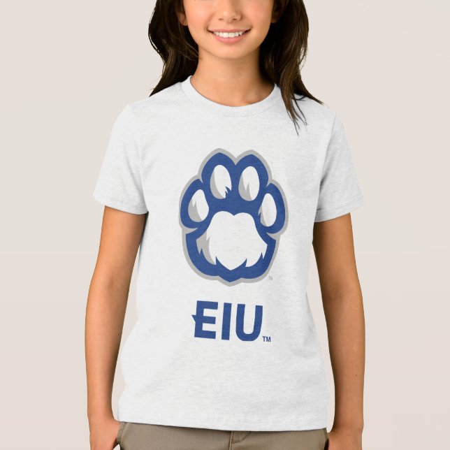 Camiseta Triblenda Los Panthers de Illinois Oriental Paw Print y EIU (Anverso)