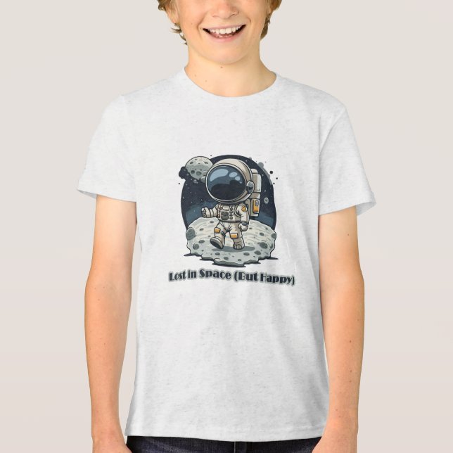 Camiseta Triblenda Lost in Space (But Happy) – Cute Astronaut Design (Anverso)