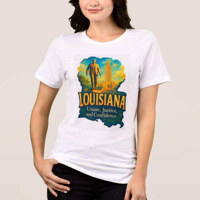 Camiseta Triblenda  Louisiana vibrant artistic T-shirt design!  (Anverso)