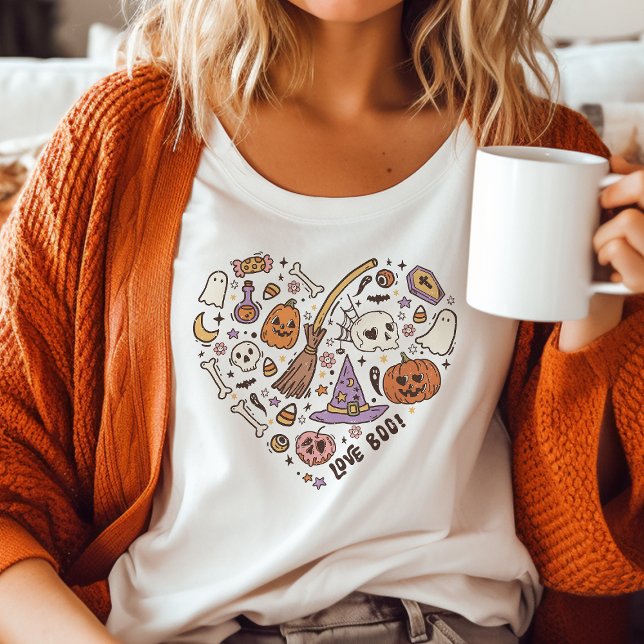 Camiseta Triblenda ¡Love Boo! Corazón de Halloween retro (Subido por el creador)