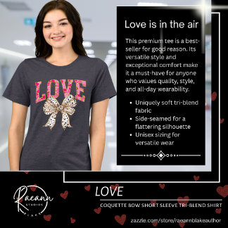 Camiseta Triblenda Love Coquette Bow Short Sleeve Tri-Blend Shirt