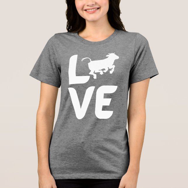 Camiseta Triblenda LOVE Cow Women’s Shirt – Cute Farm Animal Lover  (Anverso)