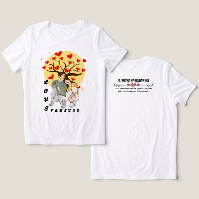 Camiseta Triblenda Love Forever Couple T-Shirt | Árbol romántico del  (Diseño Anverso y Reverso)