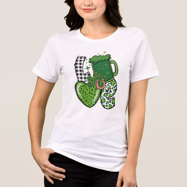Camiseta Triblenda Love Green Beer T-Shirt - Funny St. Patrick's Day (Anverso)