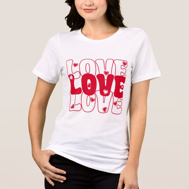 Camiseta Triblenda Love Love Love Groovy Typography T-Shirt (Anverso)