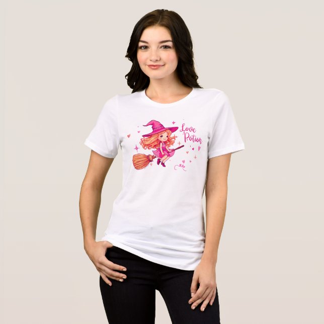 Camiseta Triblenda Love Potion Witch T-Shirt | Cute Pink Halloween Te (Anverso Completo)