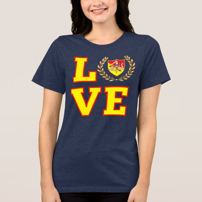 Camiseta Triblenda LOVE Sicily Sicilian Trinacria (Anverso)