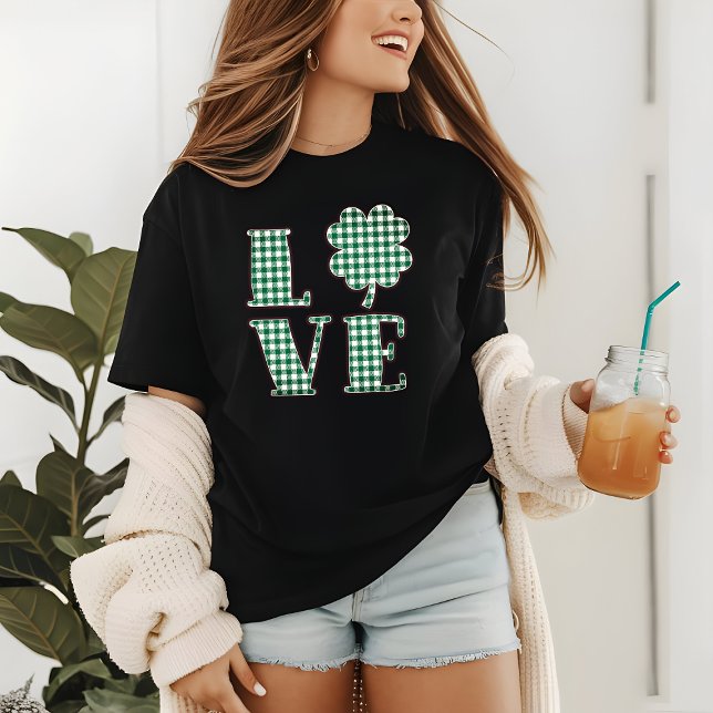 Camiseta Triblenda Love St Patrick's Day Green Plaid Shamrock (Subido por el creador)