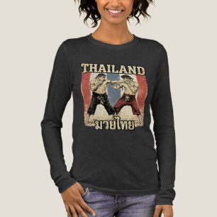 Camiseta Triblenda Luchadores de Muay Thai Vintage con bandera de Tai