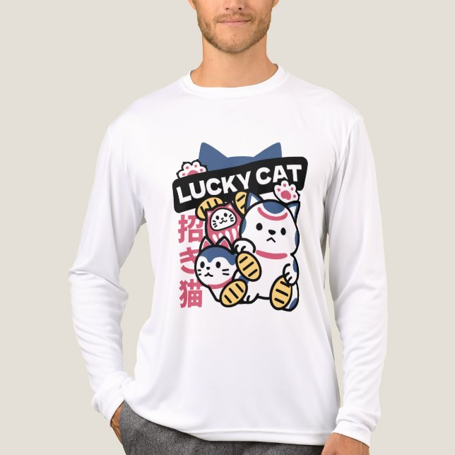 Camiseta Triblenda Lucky Cat Maneki Neko – Japanese Fortune Cat  (Anverso )