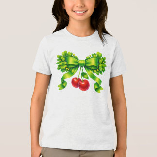 Camiseta Triblenda Lucky Clover Bow with Cherries Green Design