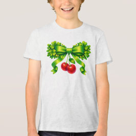 Camiseta Triblenda Lucky Clover Bow with Cherries Green Design