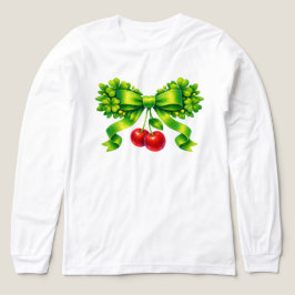 Camiseta Triblenda Lucky Clover Bow with Cherries Green Design