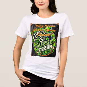 Camiseta Triblenda Lucky Clover St. Patrick's Day T-Shirt - Irlandés 