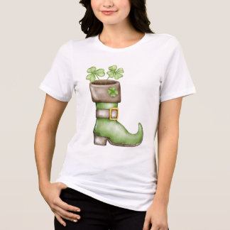 Camiseta Triblenda Lucky Irish Leprechaun Boot Shamrock para Mujeres