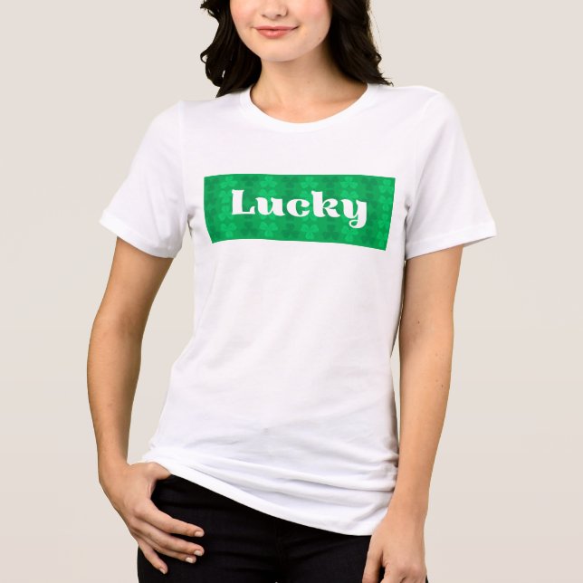 Camiseta Triblenda Lucky St. Patrick's Day Green Shamrock Pattern (Anverso)