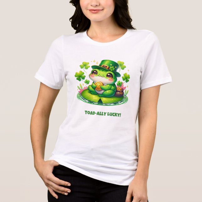 Camiseta Triblenda Lucky Toad-ally-Cute St. Patrick's Day Frog (Anverso)