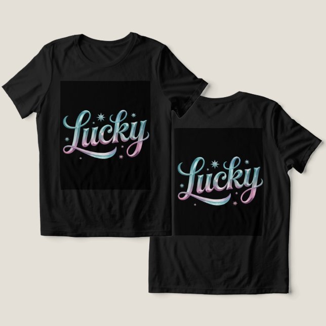 Camiseta Triblenda Lucky Verde azulado Pink Silver Stars (Diseño Anverso y Reverso)