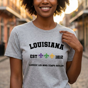 Camiseta Triblenda Luisiana Est 1812 Carnaval Flor de lis
