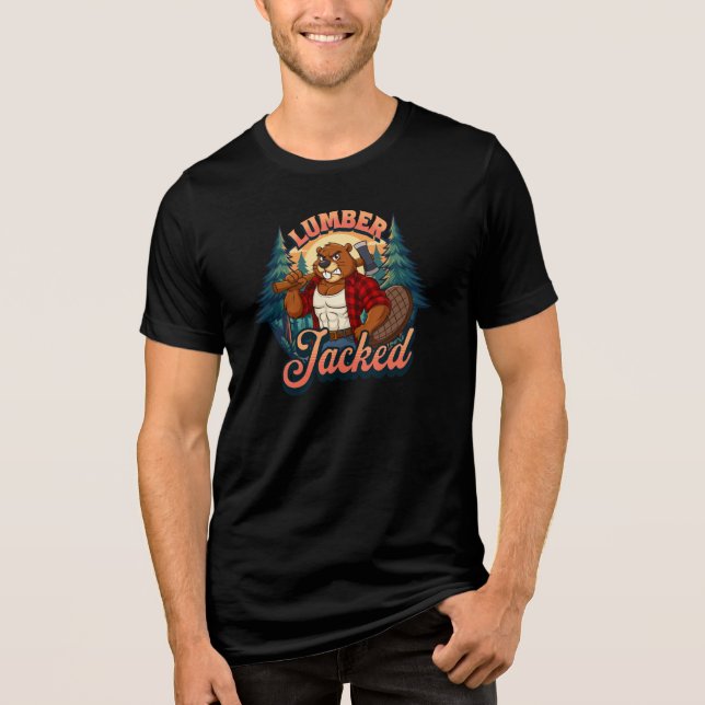 Camiseta Triblenda Lumber Jacked Beaver Funny Lumberjack Pun Design (Anverso)
