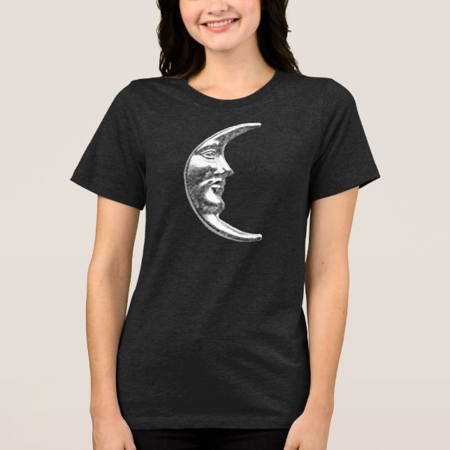 Camiseta Triblenda Luna Art Deco - Plata Cepillada (Anverso)
