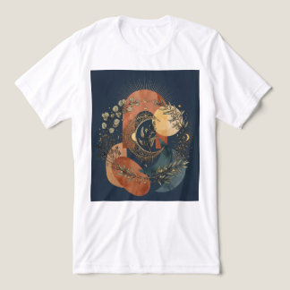 Camiseta Triblenda Luna Celeste y Sol Arco Dorado Botánica Mística