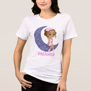 Camiseta Triblenda Luna Chica Soñadora Linda  Estética  Blanca