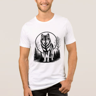 Camiseta Triblenda Luna de Lobo Solitario  Bosque Antiguo Naturaleza 