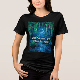 Camiseta Triblenda Luna de Sauce Sauce Fluyendo Río Noche Celta