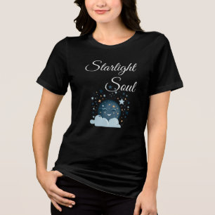 Camiseta Triblenda luna sonriente con estrellas mujeres noche soñador