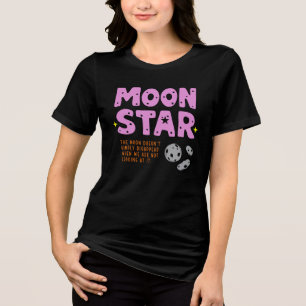 Camiseta Triblenda Luna y Estrella Estética de Dibujos Animados Lindo