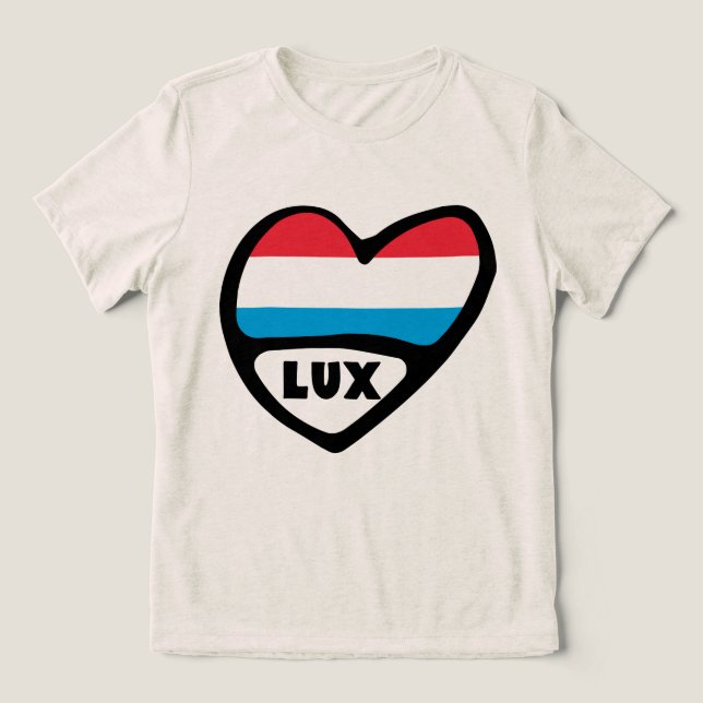Camiseta Triblenda Luxemburgo Código de país Indicador Corazón LUX (Diseño delantero )