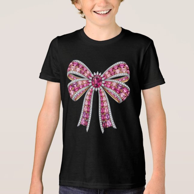 Camiseta Triblenda Luxury Pink Gemstone Ribbon Bow Jewelry Art (Anverso)