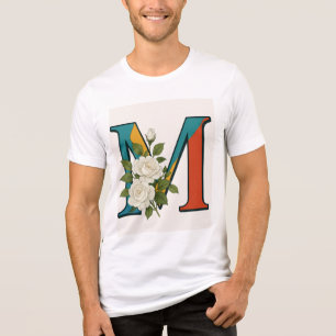 Camiseta Triblenda M Monograma floral,M inicial con toque floral