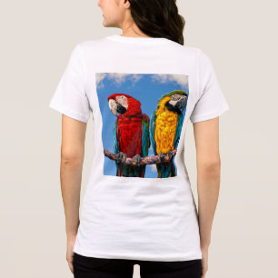 Camiseta Triblenda Macao azul y amarillo y macao escarlata