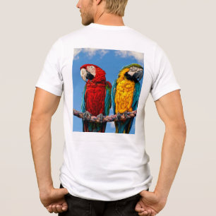 Camiseta Triblenda Macao azul y amarillo y macao escarlata