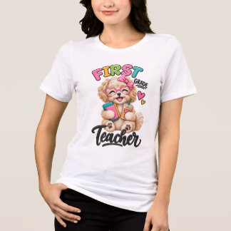Camiseta Triblenda Maestra de Primer Grado | Adorable Maltipoo