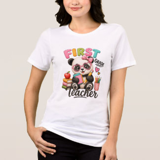 Camiseta Triblenda Maestra de Primer Grado | Panda Adorable