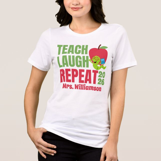 Camiseta Triblenda Maestra Repetida De Teach Laugh (Anverso)