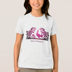 Camiseta Triblenda Magenta Acción de Gracias Turquía Floral T-Shirt