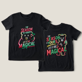 Camiseta Triblenda Magical Christmas Bear Girls Whimsical Neon Holida