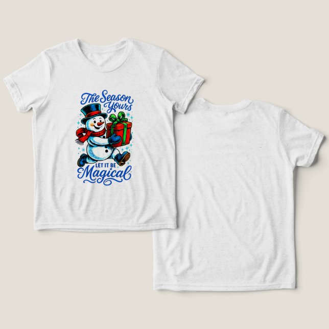 Camiseta Triblenda Magical Snowman Christmas Delivery Tee fun holiday (Diseño Anverso y Reverso)