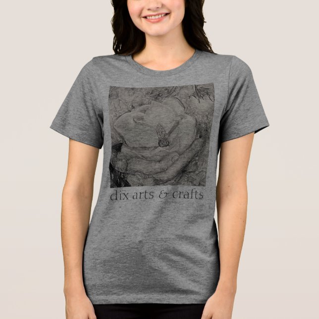 Camiseta Triblenda magnolia de tocino, flores, tela, algodón y mano (Anverso)