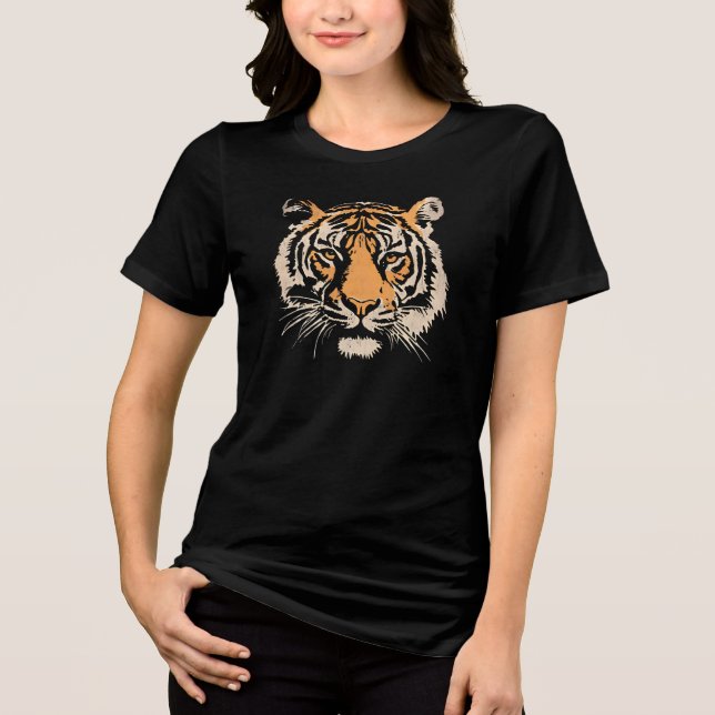 Camiseta Triblenda Majestic Tiger Face Illustration – Bold Wildlife  (Anverso)