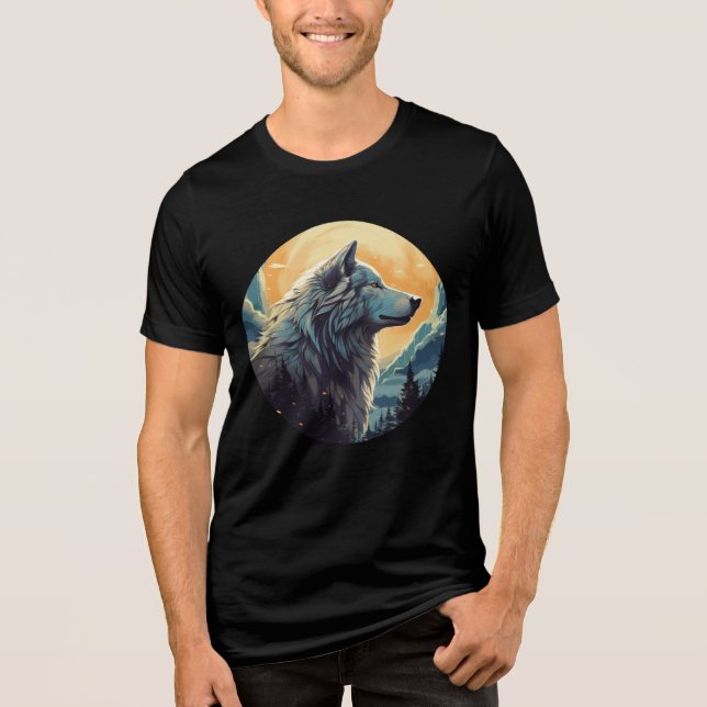 Camiseta Triblenda Majestic Wolf at Sunset – Wilderness Art (Anverso)