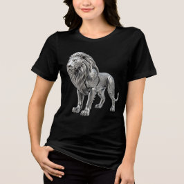 Camiseta Triblenda Majestuoso León de Plata Celta con Intrincado Nudo